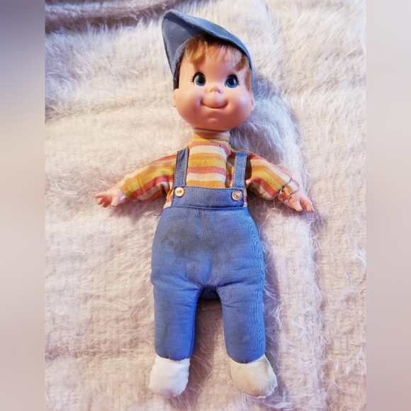 1970 Baby Beans Doll Boy Blue Overalls and Hat Mattel Vintage TLC - Picture 8 of 14